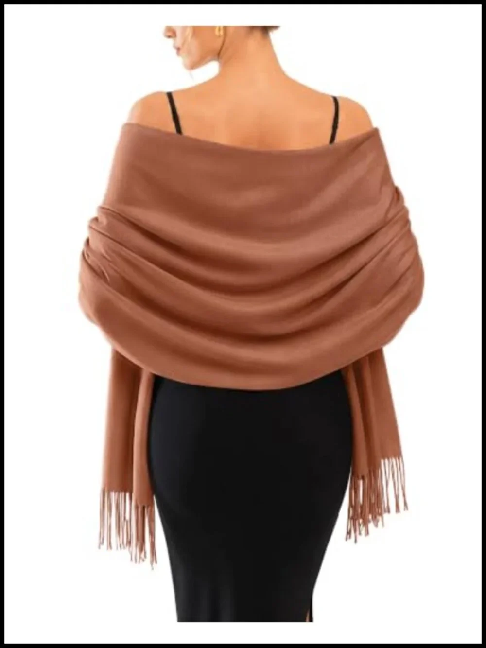 Women's Ultra-Soft Pashmina Shawl Wrap with Tassels Evening Bridal Cover Up
